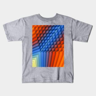 Exponential Edges Fire Red and Water Blue Geometric Abstract Artwork Kids T-Shirt